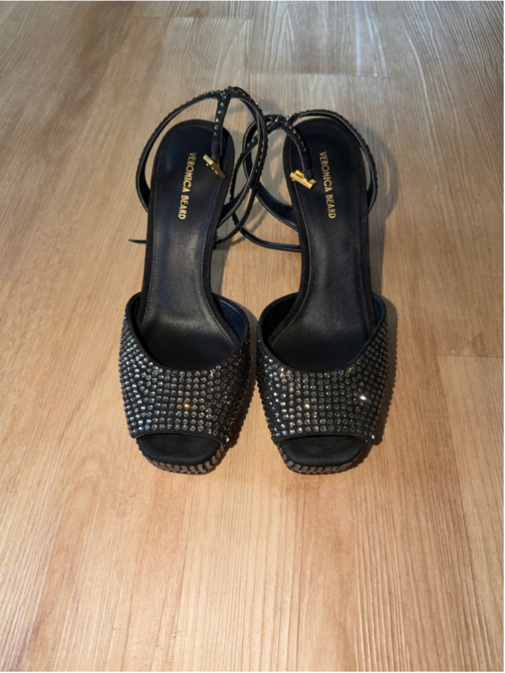 Women's Veronica Beard Black Silver Embellished Platform Heels Size 8